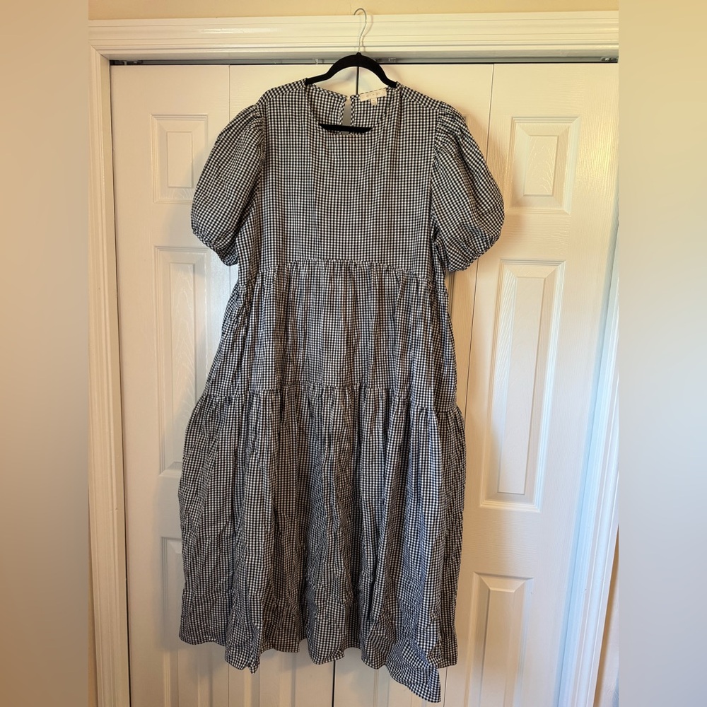 Anthropologie Black and White Gingham Maxi Dress